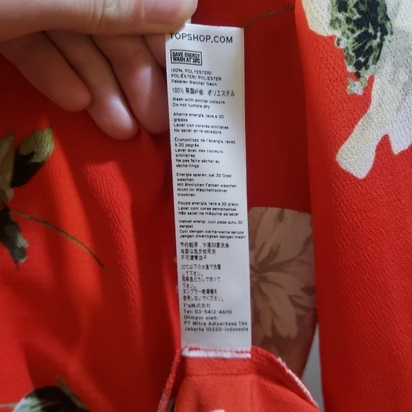 Topshop PETITE Red Paint Floral Tea Dress Size 0 - Picture 14 of 14